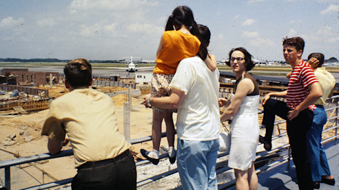 Aviation enthusiasts at the Old Terminal Overlook
